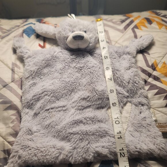 Demdaco Sweet Grey Bear 12” x 9” Plush Fury Baby Security Blanket Toy - Picture 9 of 9